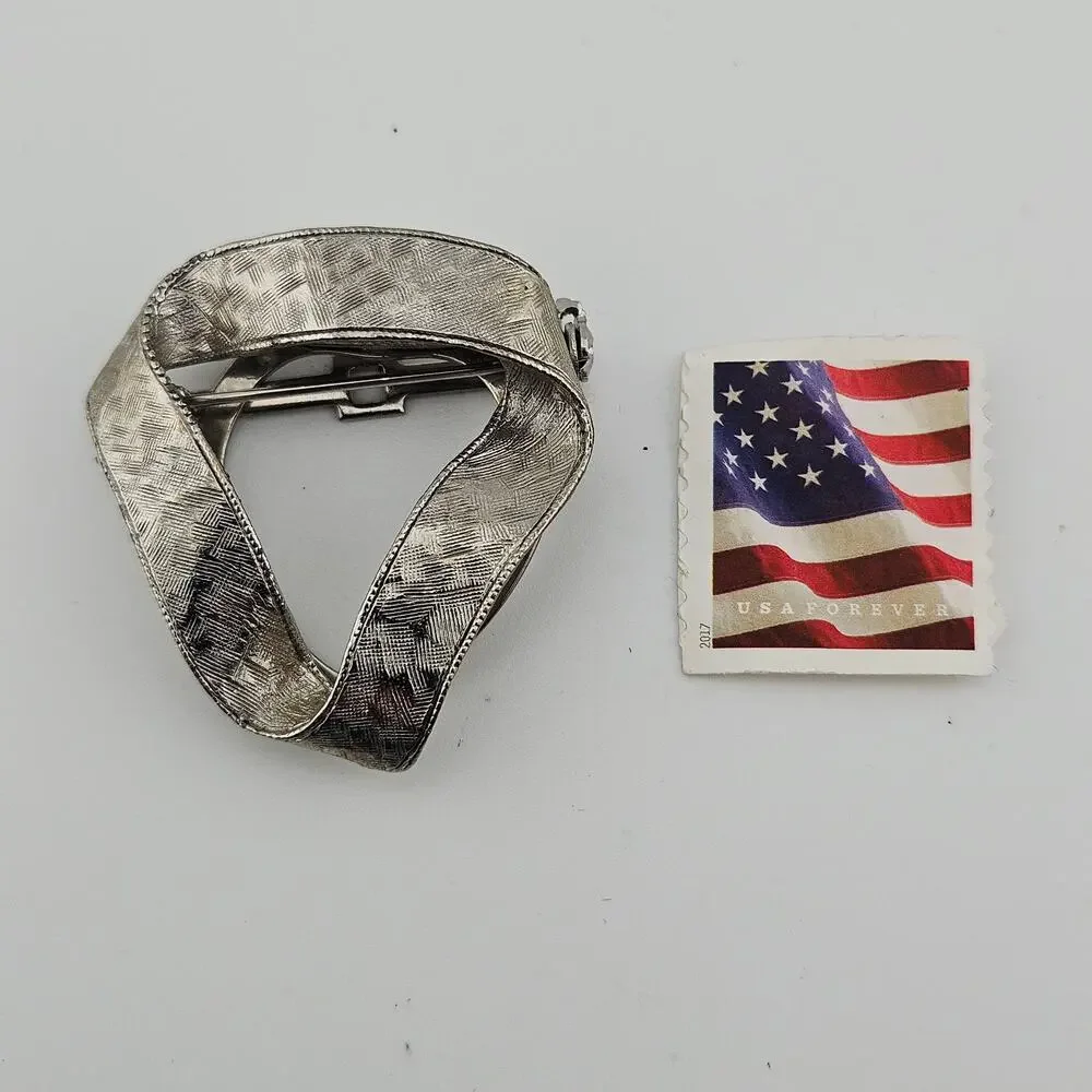 Vintage Lieba USA Silver Tone Folding Metal Brooch Pin Artsy Avant Garde Unique